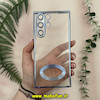 قاب گوشی  Galaxy S22 Ultra سامسونگ طرح الکتروپلیتینگ ژله ای شفاف اورجینال طرح مگ سیف محافظ لنز دار آبی کد 13719