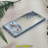 قاب گوشی  Galaxy S22 Ultra سامسونگ طرح الکتروپلیتینگ ژله ای شفاف اورجینال طرح مگ سیف محافظ لنز دار آبی کد 13719