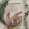 قاب گوشی  Galaxy S23 Ultra سامسونگ طرح الکتروپلیتینگ ژله ای شفاف اورجینال طرح مگ سیف محافظ لنز دار رزگلد کد 13726