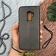 کیف گوشی Galaxy S9 plus سامسونگ مگنتی طرح چرم کتابی بند آویز دار محافظ لنزدار مشکی کد 14004