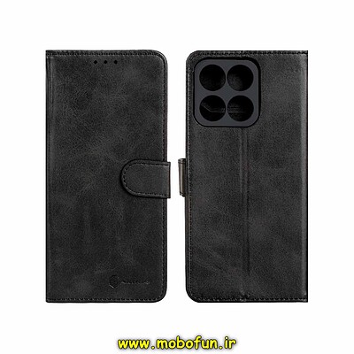 کیف گوشی Honor X6A آنر مگنتی Nillkin نیلکین طرح چرم کتابی محافظ لنزدار مشکی کد 24121