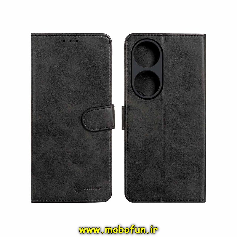 کیف گوشی Honor X7B آنر مگنتی Nillkin نیلکین طرح چرم کتابی محافظ لنزدار مشکی کد 24123