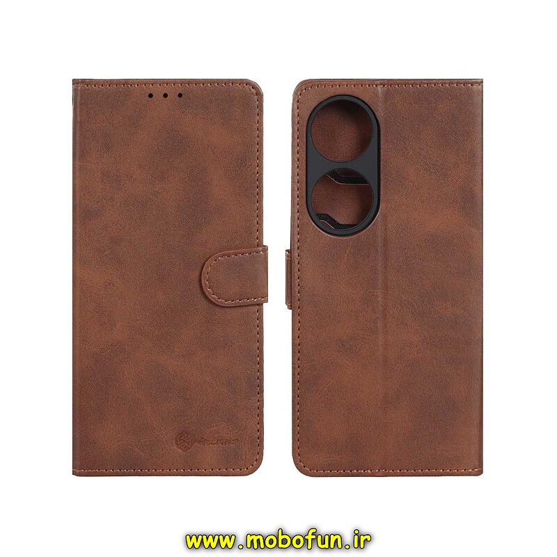 کیف گوشی Honor X7B آنر مگنتی Nillkin نیلکین طرح چرم کتابی محافظ لنزدار قهوه ای کد 24124