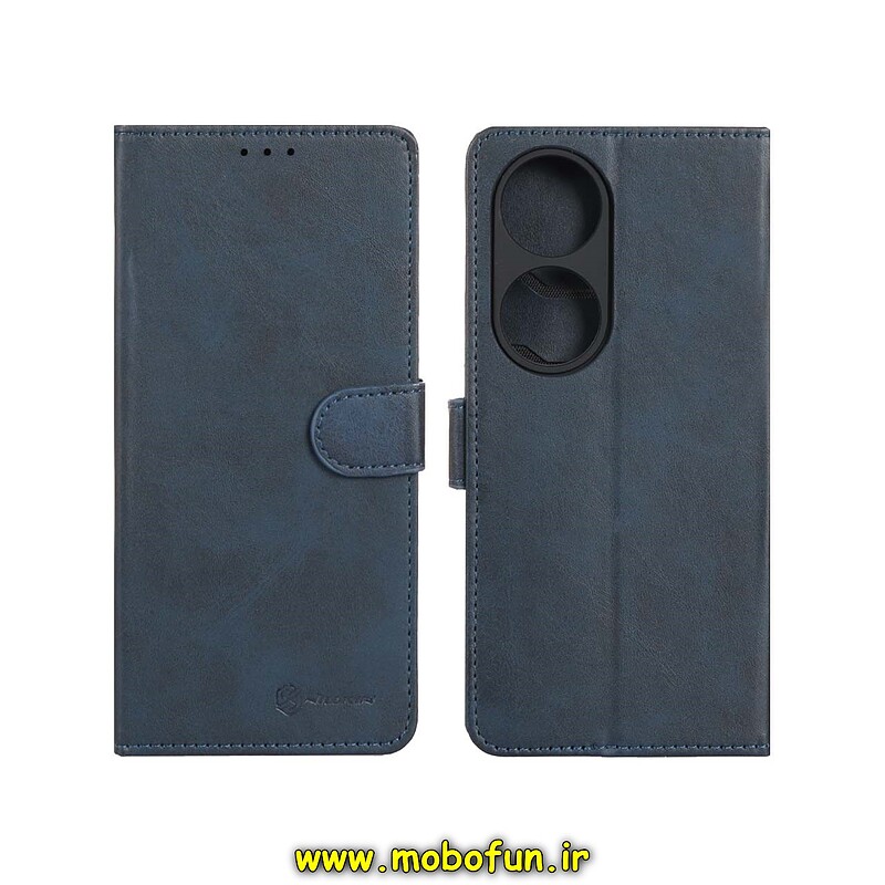 کیف گوشی Honor X7B آنر مگنتی Nillkin نیلکین طرح چرم کتابی محافظ لنزدار سرمه ای کد 24125