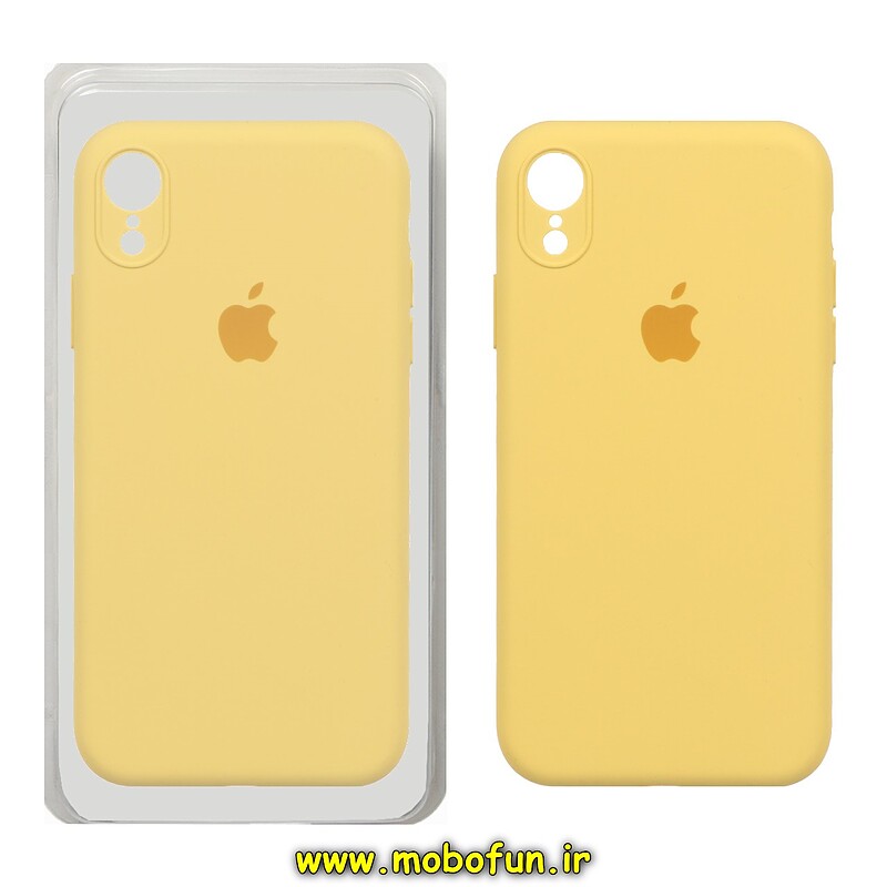 قاب گوشی iPhone XR آیفون سیلیکونی اورجینال پاک کنی درجه یک زیر بسته زرد کد 24146