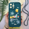 قاب گوشی iPhone 12 Pro Max آیفون طرح سیلیکونی Solid عروسکی برجسته محافظ لنزدار طرح خانواده باب اسفنجی سبز تیره کد 24371