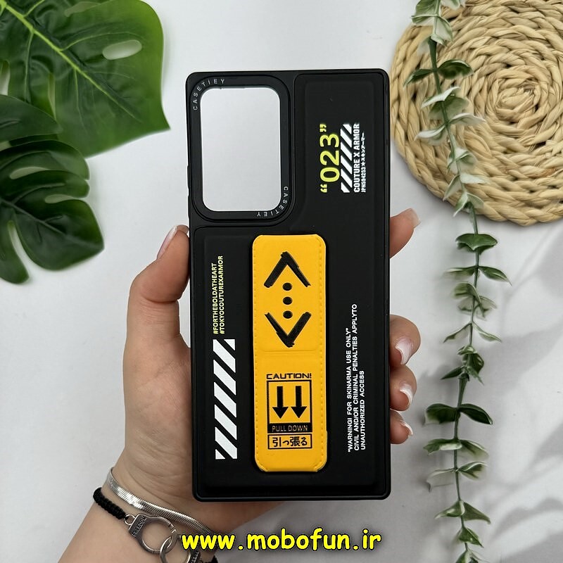 قاب گوشی Galaxy Note 20 Ultra سامسونگ چرمی اورجینال CASETIFY کاشن CATION دور سیلیکونی استندشو مشکی کد 13836