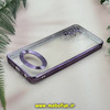 قاب گوشی Galaxy A13 4G سامسونگ طرح الکتروپلیتینگ ژله ای شفاف اورجینال طرح مگ سیف محافظ لنز دار بنفش کد 24401