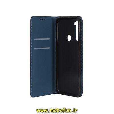 کیف گوشی Redmi Note 8T شیائومی طرح چرم کتابی جاکارتی دار سرمه ای کد 24434