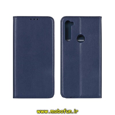 کیف گوشی Redmi Note 8T شیائومی طرح چرم کتابی جاکارتی دار سرمه ای کد 24434