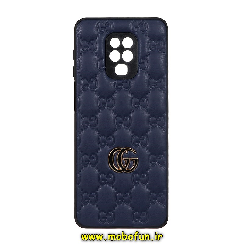 قاب گوشی Redmi Note 9s - Redmi Note 9 Pro شیائومی طرح دار پافر چرمی محافظ لنز دار گوچی GUCCI سرمه ای کد 25067