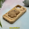 قاب گوشی iPhone 13 - iPhone 14 - iPhone 15 آیفون سیلیکونی پاک کنی طرح خرسی LUCK BEAR برجسته نسکافه ای کد 25195