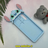 قاب گوشی Galaxy S21 FE سامسونگ سیلیکونی پاک کنی طرح استیج گوش دار Stitch برجسته آبی روشن کد 25217