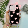 قاب گوشی iPhone 14 Pro - iPhone 15 Pro آیفون سیلیکونی پاک کنی طرح پاپیون قلبی صورتی برجسته مشکی کد 25226