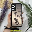 قاب گوشی Galaxy A05S سامسونگ طرح سیلیکونی Solid چرمی کبریتی محافظ لنزدار بند دار کنفی طرح پاندا مشکی کد 13862