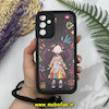 قاب گوشی Galaxy A15 سامسونگ طرح سیلیکونی Solid چرمی کبریتی محافظ لنزدار بند دار کنفی طرح دخترونه مشکی کد 13914