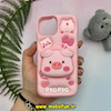 قاب گوشی iPhone 13 - iPhone 14 - iPhone 15 آیفون سیلیکونی پاک کنی پاپ سوکت دار طرح خوک بامزه PIGPIG کد 25288