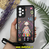 قاب گوشی Galaxy A32 4G سامسونگ طرح سیلیکونی Solid چرمی کبریتی محافظ لنزدار بند دار کنفی طرح دخترونه مشکی کد 13949