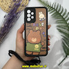قاب گوشی Galaxy A32 4G سامسونگ طرح سیلیکونی Solid چرمی کبریتی محافظ لنزدار بند دار کنفی طرح تدی قهوه ای کد 13954