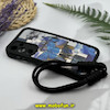 قاب گوشی Galaxy A35 سامسونگ طرح سیلیکونی Solid چرمی کبریتی محافظ لنزدار بند دار کنفی طرح پروانه آبی کد 13962