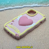 قاب گوشی iPhone 13 - iPhone 14 - iPhone 15 آیفون سیلیکونی پاک کنی طرح LUCKY قلبی صورتی برجسته کد 25321
