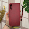 کیف گوشی Galaxy A7 2018 / A750 سامسونگ مگنتی طرح چرم کتابی بند چرمی زرشکی کد 14478