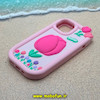 قاب گوشی iPhone 13 - iPhone 14 - iPhone 15 آیفون سیلیکونی پاک کنی طرح گل صورتی برجسته کد 25345