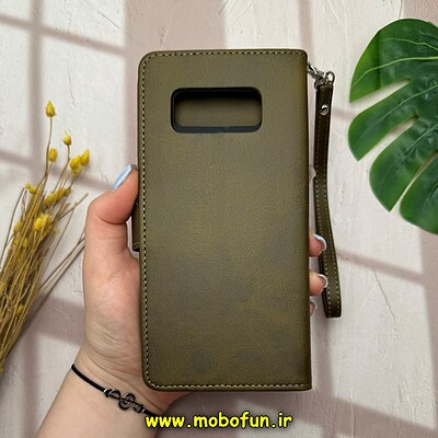 کیف گوشی Galaxy Note 8 سامسونگ مگنتی طرح چرم کتابی بند چرمی سبز کد 14497