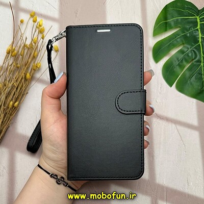 کیف گوشی Galaxy S10 plus سامسونگ مگنتی محافظ لنز دار طرح چرم کتابی بند چرمی مشکی کد 14548