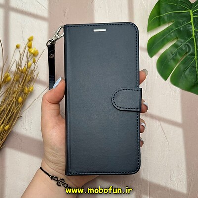 کیف گوشی Galaxy S10 plus سامسونگ مگنتی محافظ لنز دار طرح چرم کتابی بند چرمی سرمه ای کد 14552