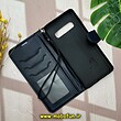 کیف گوشی Galaxy S10 plus سامسونگ مگنتی محافظ لنز دار طرح چرم کتابی بند چرمی سرمه ای کد 14552