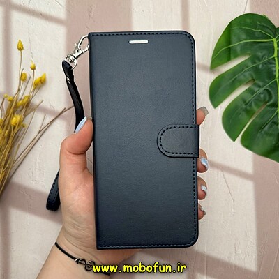 کیف گوشی Galaxy S21 plus سامسونگ مگنتی محافظ لنز دار طرح چرم کتابی بند چرمی سرمه ای کد 14558