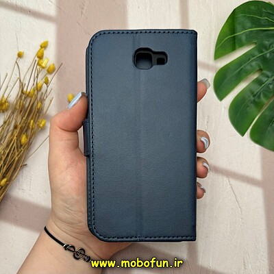 کیف گوشی Galaxy J5 Prime سامسونگ مگنتی محافظ لنز دار طرح چرم کتابی سرمه ای کد 14507