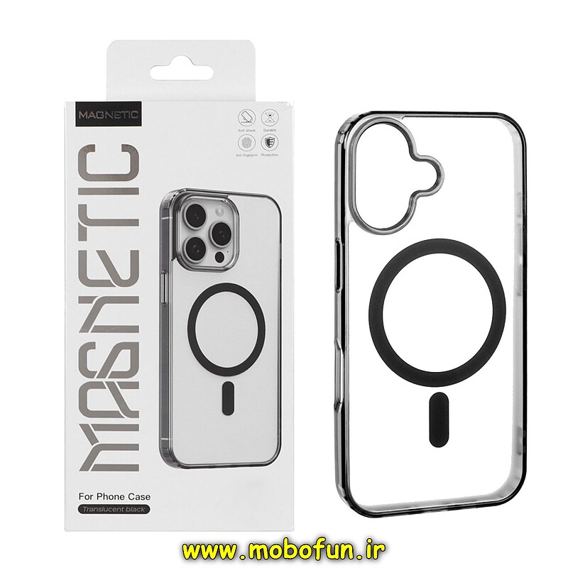 قاب گوشی iPhone 16 آیفون اورجینال MAGNETIC طرح پشت طلق مگ سیف دار مات دودی کد 25791