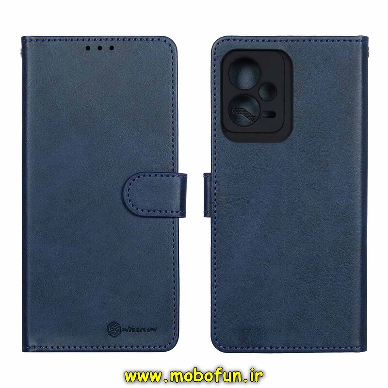 کیف گوشی Poco X5 - Redmi Note 12 5G شیائومی مگنتی نیلکین NILLKIN طرح چرم کتابی محافظ لنزدار سرمه ای کد 25995