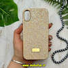 قاب گوشی iPhone X - iPhone XS آیفون نگین دار سواروسکی پلاک فلزی اورجینال محافظ لنز دار کرم کد 14314