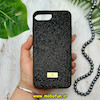 قاب گوشی iPhone 7 Plus - iPhone 8 Plus آیفون نگین دار سواروسکی پلاک فلزی اورجینال محافظ لنز دار مشکی کد 14318