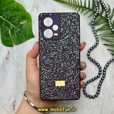 قاب گوشی Redmi Note 12 Pro Plus 5G - Redmi Note 12 Explorer شیائومی نگین دار سواروسکی پلاک فلزی اورجینال محافظ لنز دار بنفش تیره کد 14323