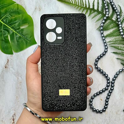 قاب گوشی Redmi Note 12 Pro Plus 5G - Redmi Note 12 Explorer شیائومی نگین دار سواروسکی پلاک فلزی اورجینال محافظ لنز دار مشکی کد 14325