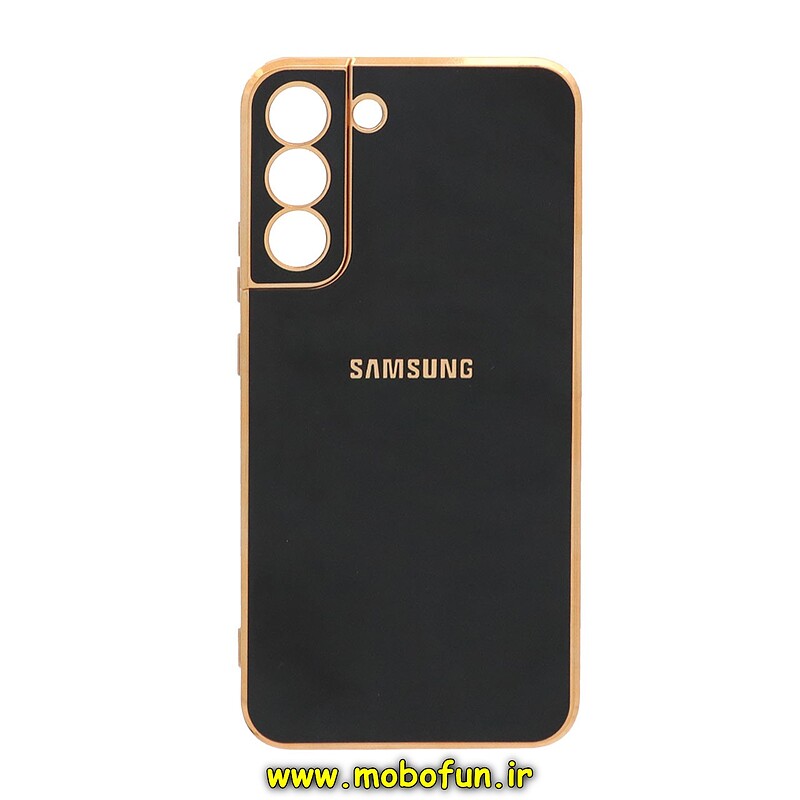 قاب گوشی Galaxy S22 Plus سامسونگ طرح ژله ای مای کیس گلد لاین دور طلایی محافظ لنز دار مشکی کد 26463