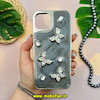 قاب گوشی iPhone 13 - iPhone 14 آیفون هولوگرامی برجسته رزینی لاکچری طرح پروانه کریستالی کد 14595