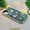 قاب گوشی iPhone 15 آیفون هولوگرامی برجسته رزینی لاکچری طرح پروانه کریستالی کد 14600