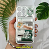 قاب گوشی iPhone 13 Pro آیفون سیلیکون ژله ای پافر PC زیر بسته محافظ لنز دار طرح استارباکس نقره ای کد 26597