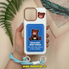 قاب گوشی iPhone 15 Pro Max آیفون ژله ای جاکارتی دار محافظ لنز دار کپسولی به همراه بند آویز خرس تدی کد 26638