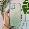 قاب گوشی iPhone 12 آیفون طرح الکتروپلیتینگ ژله ای شفاف اورجینال نگین دار شاین محافظ لنز دار سبز کد 26646