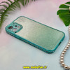 قاب گوشی iPhone 12 آیفون طرح الکتروپلیتینگ ژله ای شفاف اورجینال نگین دار شاین محافظ لنز دار سبز کد 26646