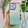 قاب گوشی iPhone 14 Pro Max آیفون طرح الکتروپلیتینگ ژله ای شفاف اورجینال نگین دار شاین محافظ لنز دار آبی کد 26656