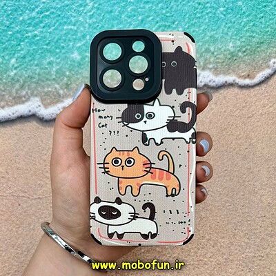 قاب گوشی iPhone 15 Pro آیفون طرح کبریتی چرمی اورجینال Unique Case محافظ لنزدار کپسولی گربه کد 26713