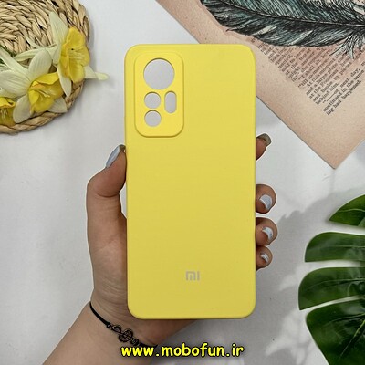 قاب گوشی Xiaomi 12 Lite شیائومی سیلیکونی اورجینال پاک کنی درجه یک زیربسته محافظ لنز دار زرد کد 26834