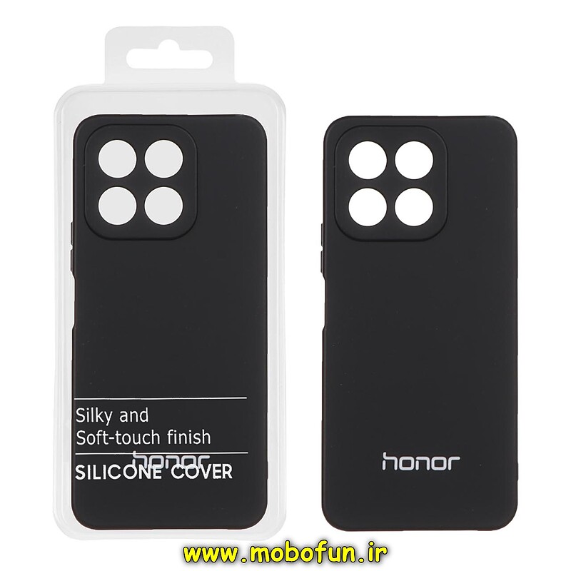 قاب گوشی Honor X6B آنر سیلیکونی جدید زیر بسته محافظ لنزدار مشکی کد 27095